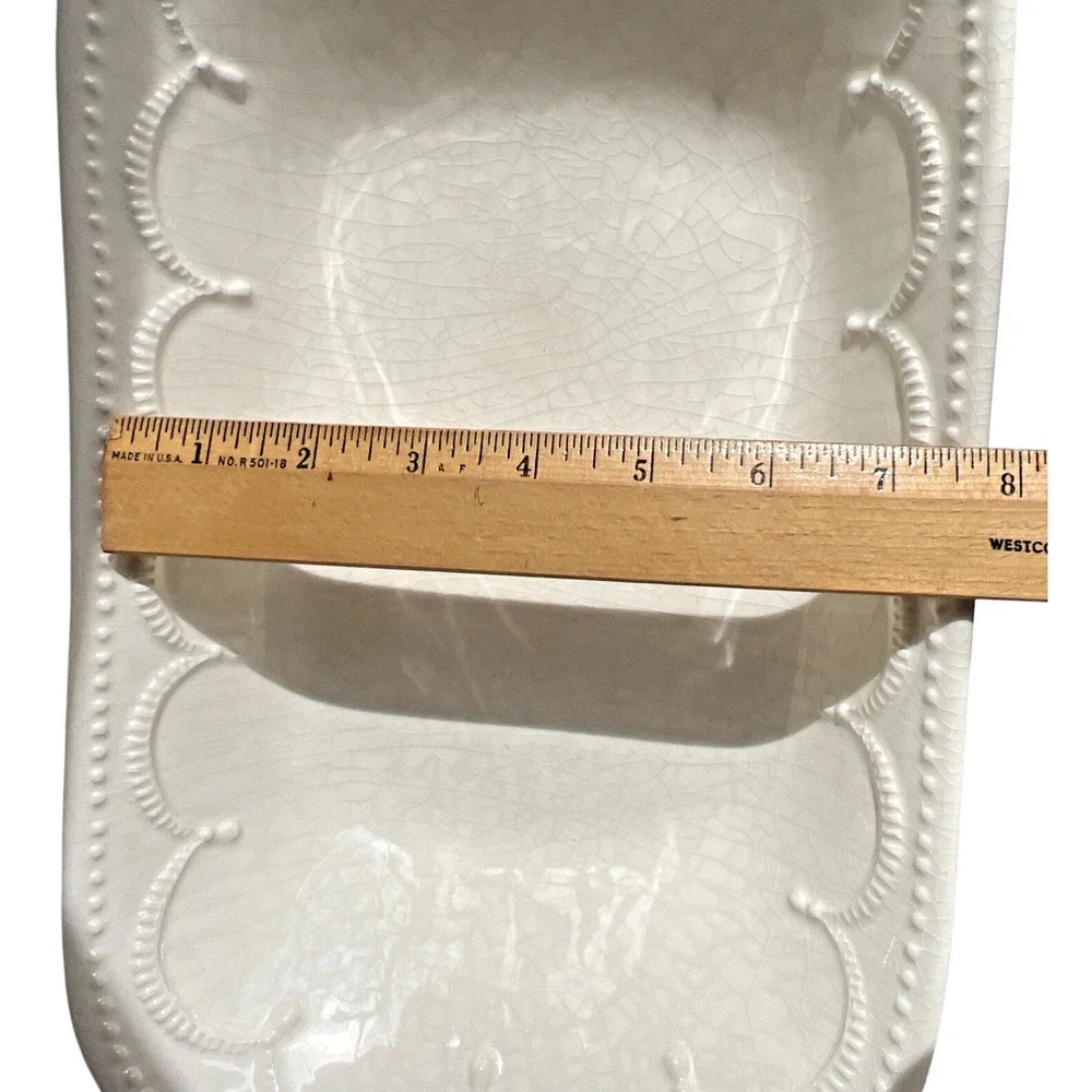 Italian Stoneware Rectangular Serving Dish Cream Crackle‎ Glaze Tuscan Farmhouse